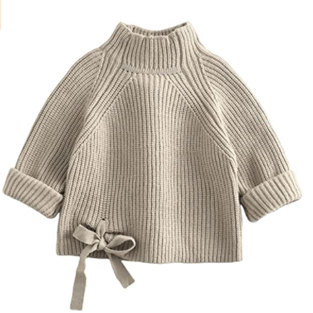 Baby Girl Knit Sweater Kids Solid Long Sleeve High Neck Pullover Shirts Tops Fall Winter Outwear Clothes