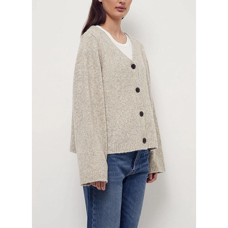 Custom OEM & ODM Casual Knitted Women's Cardigan Sweater button Designer Luxury Alpaca Wool Cotton Chunky Knitwear Cardigan