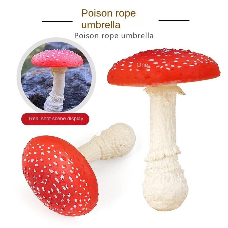 plastic solid Field mushroom model toy Children's gift Interior decoration simulation Fly umbrella Poisonous mushroom Food model