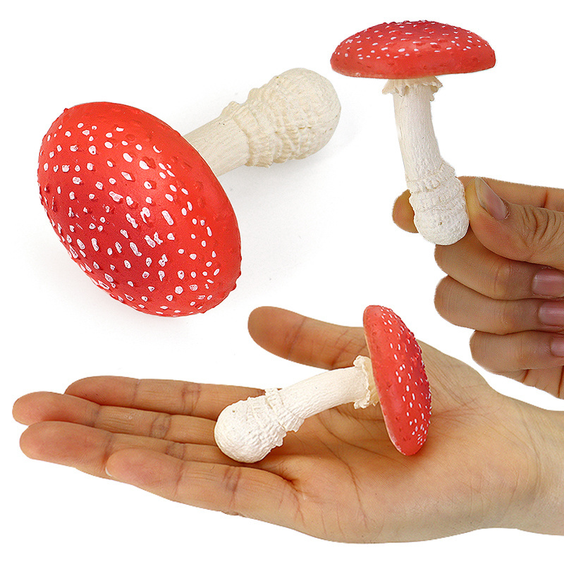 plastic solid Field mushroom model toy Children's gift Interior decoration simulation Fly umbrella Poisonous mushroom Food model