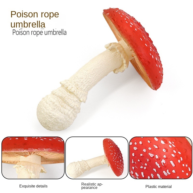 plastic solid Field mushroom model toy Children's gift Interior decoration simulation Fly umbrella Poisonous mushroom Food model