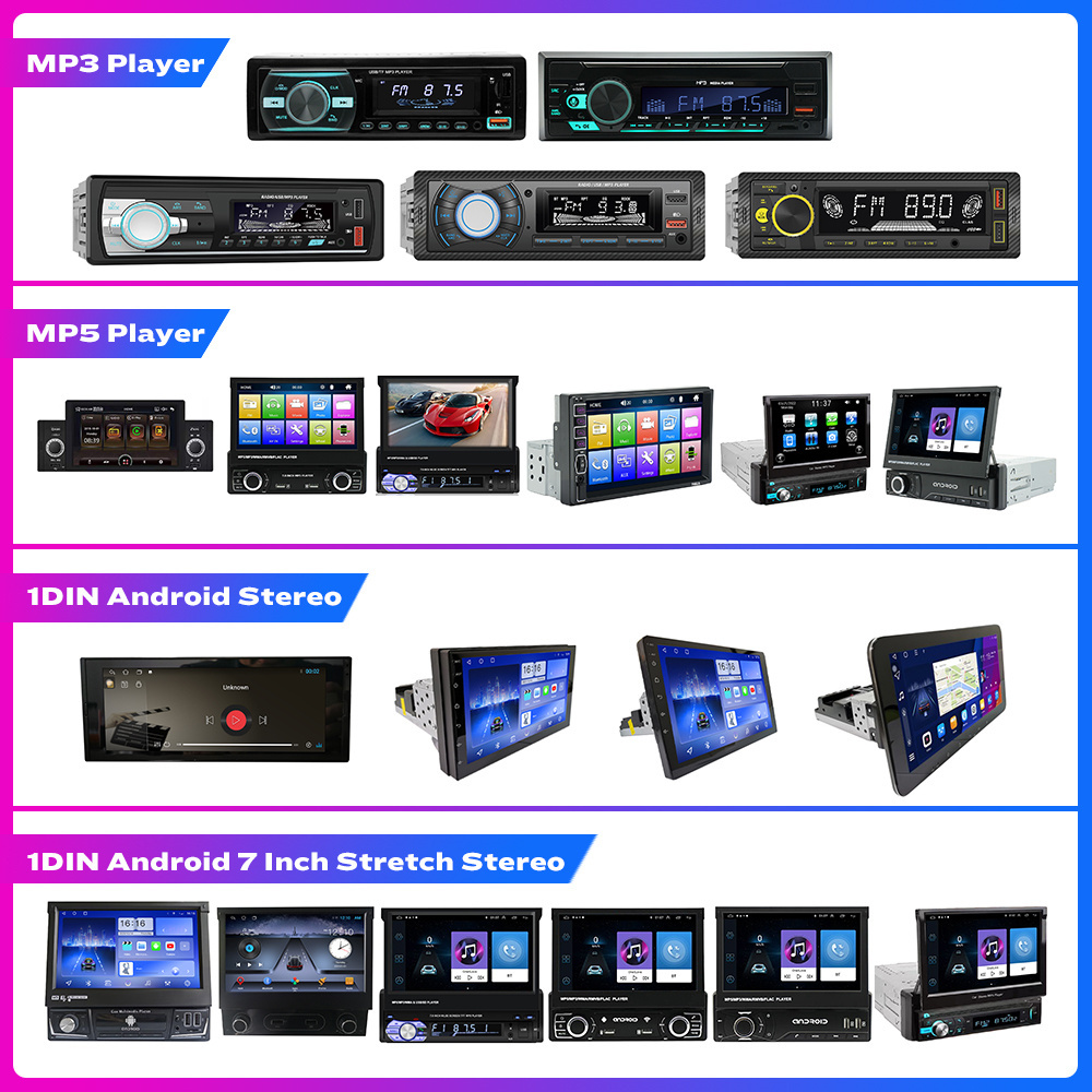 5/6.9/7/9/10/10.33 Inch 1 Din Car Stereo Android Car Radio Stretchable Touch Screen Auto Radio MP3 MP5 Multimedia DVD Player