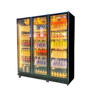 Commercial stores supermarkets use vertical 3-door display freezers for supermarket