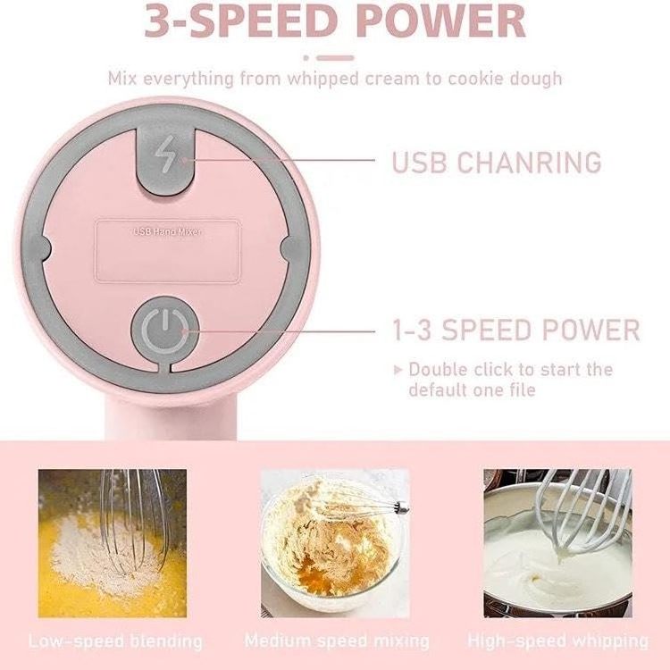 3 In 1 Electric Blender Garlic Chopper Crusher Automatic Egg Whisk Milk Cream Beater USB Rechargeable Kitchen Food Mixer Masher