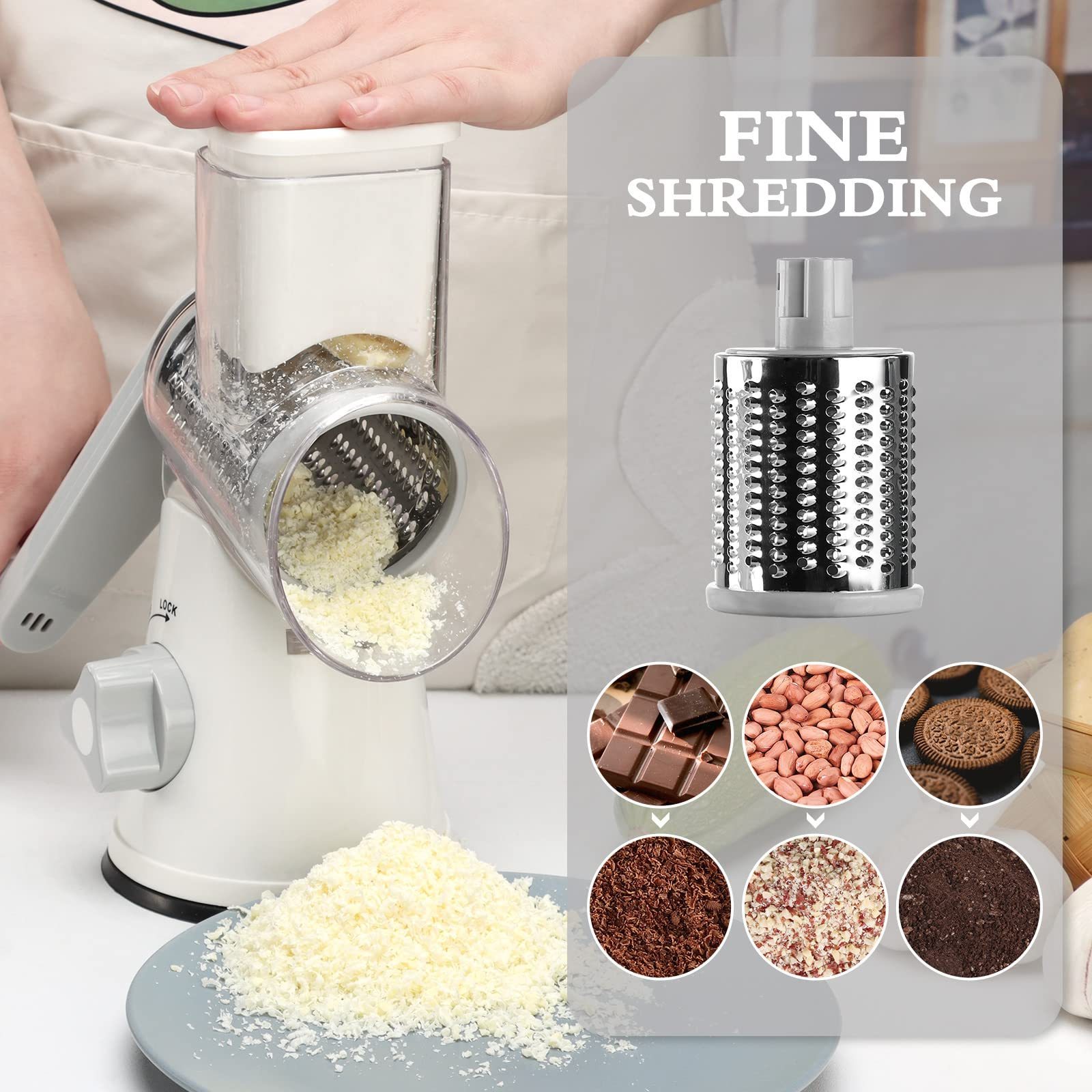 Stainless Kitchen Rotary cheese grater electric chopper onion cutter Vegetable Grater with Potato julienne Cutter