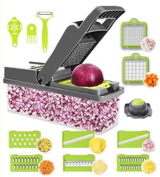 Vegetable Chopper Adjustable Vegetable Slicer Container Onion Chopper with Container Professional Food Chopper 12 in 1