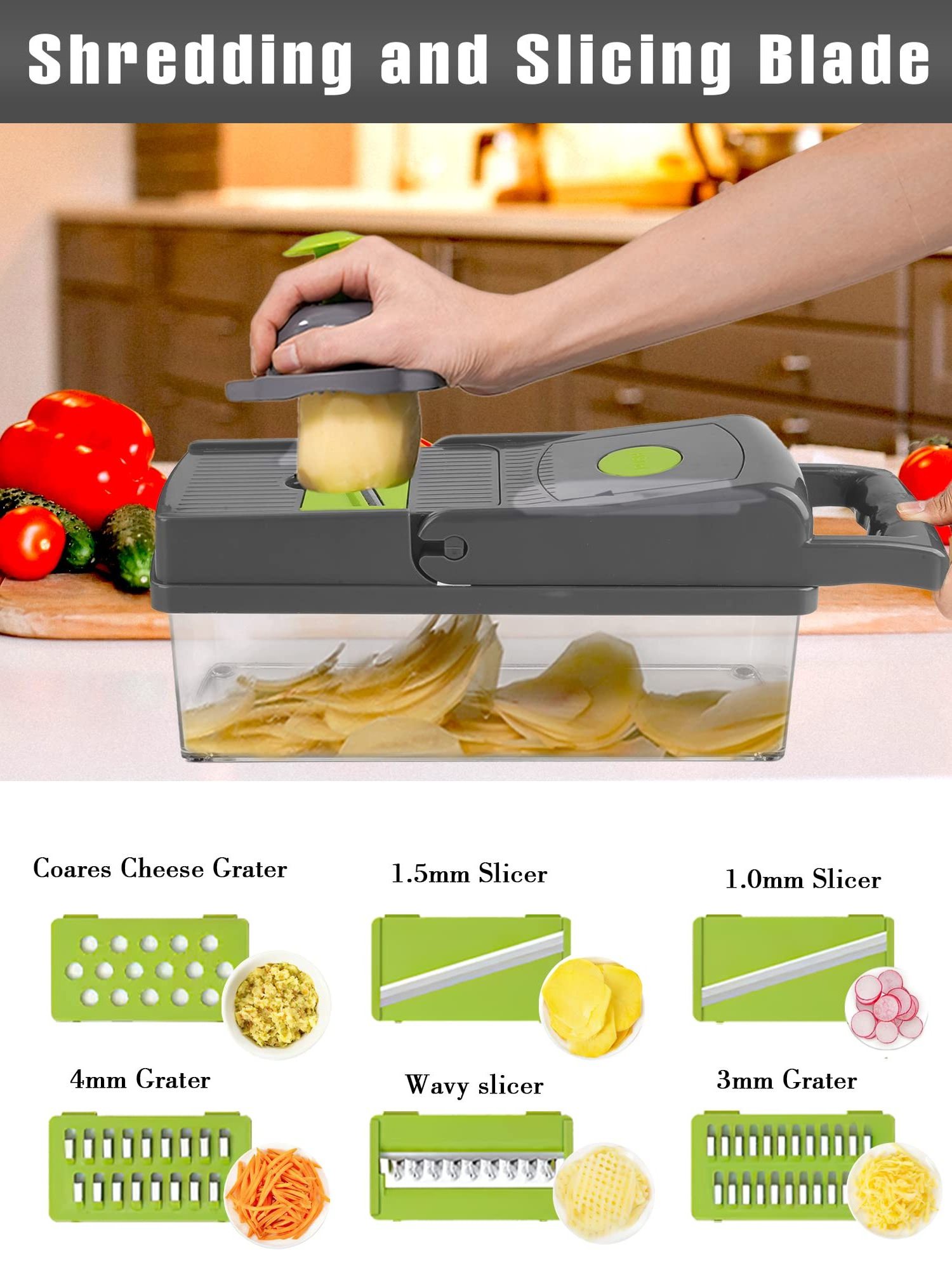 Vegetable Chopper Adjustable Vegetable Slicer Container Onion Chopper with Container Professional Food Chopper 12 in 1