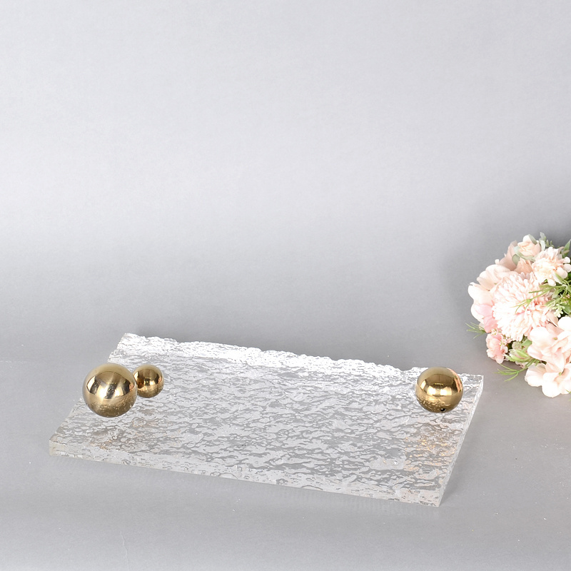 Decorative custom clear acrylic recycled food serving tray rectangle lucite macaroon display tray