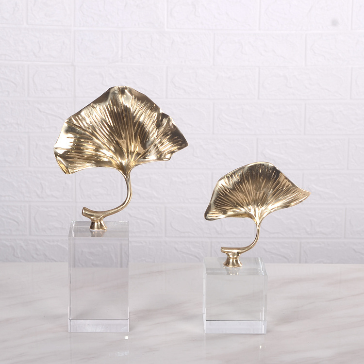 ARTIFACTS HOME DECOR ACCENTS LUXURY DESKTOP OBJECT BRASS LEAF STATUE OTHER HOME DECOR SCULPTURE