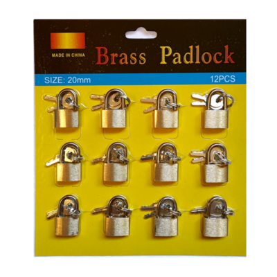 20mm*12pcs High quality copper lock brass padlock Yiwu market Pujiang factory