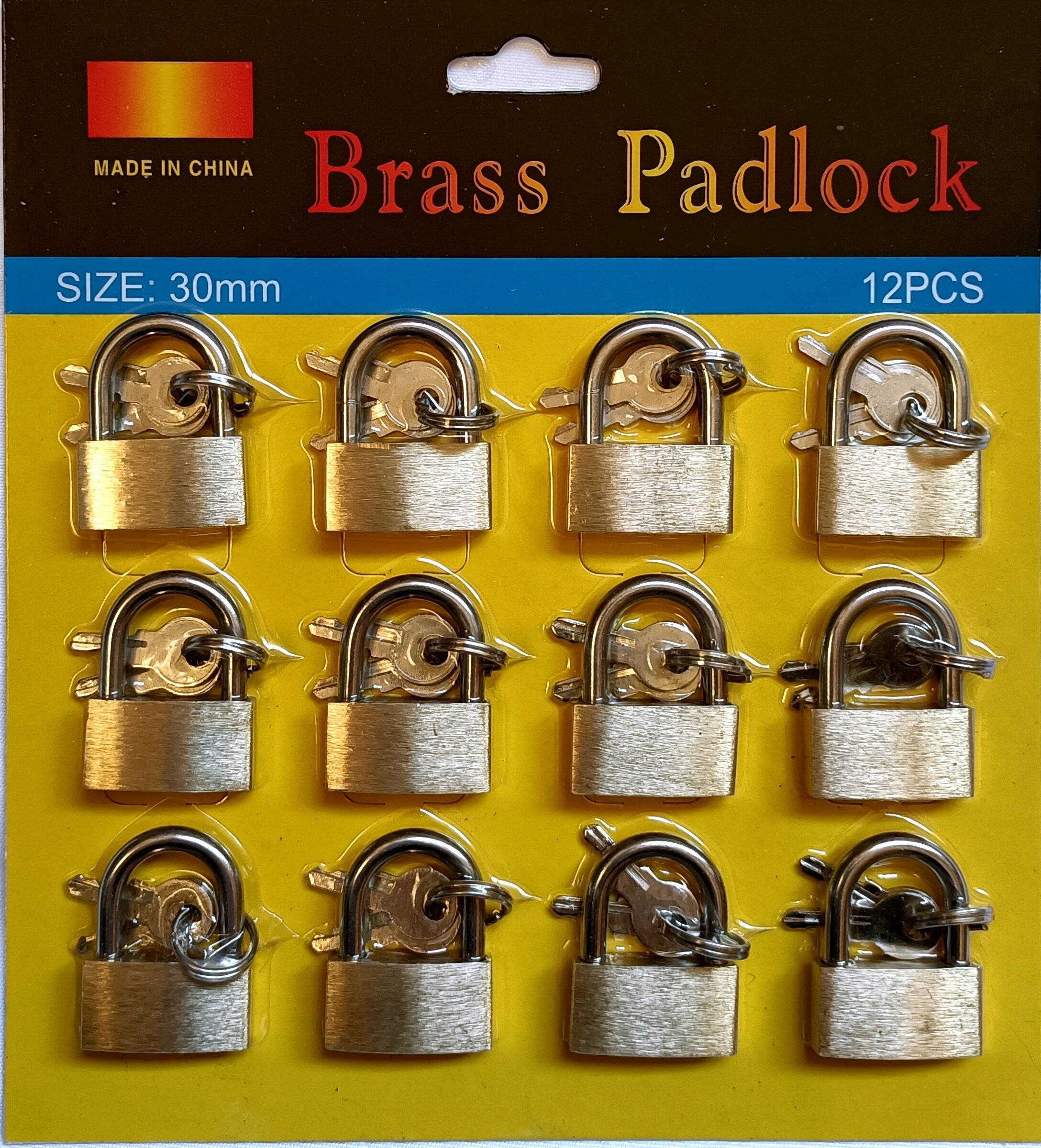 20mm*12pcs High quality copper lock brass padlock Yiwu market Pujiang factory