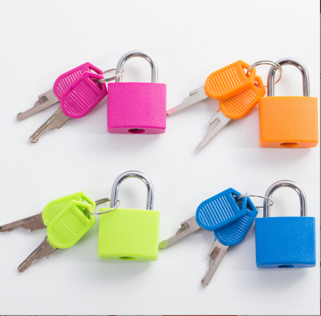 Plastic Coat Small Padlock Travel Mini Suitcase Lock With 2 Keys