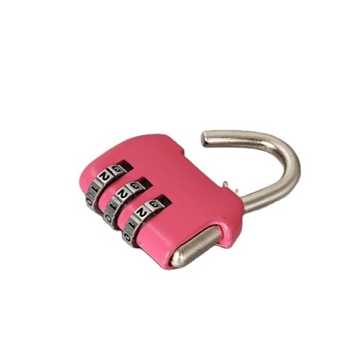 Cute appearance small design customizable luggage lock 3 digital wheels zinc  combination padlock