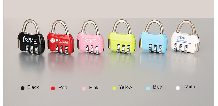 Cute appearance small design customizable luggage lock 3 digital wheels zinc  combination padlock