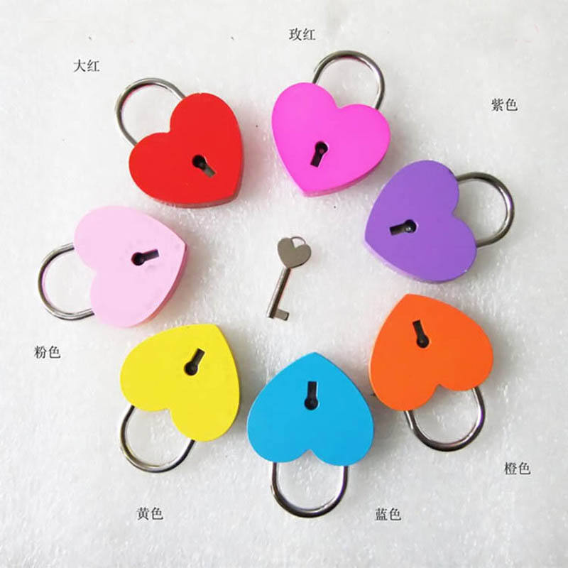 Padlock Factory Price 25mm 30mm 45mm Colorful Love Heart Shaped Love Lock Padlock For Gift