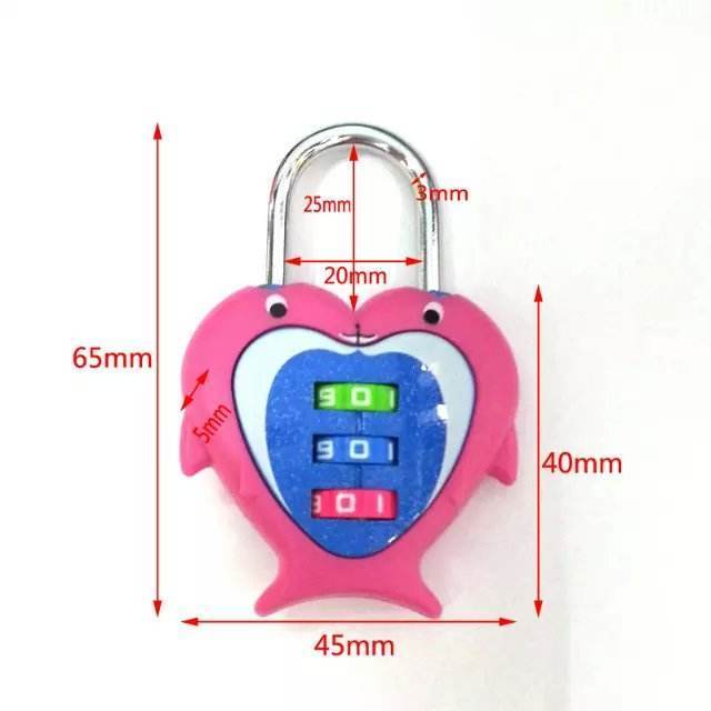 high quality low price zinc alloy Security Padlock color design heart padlock combination lock