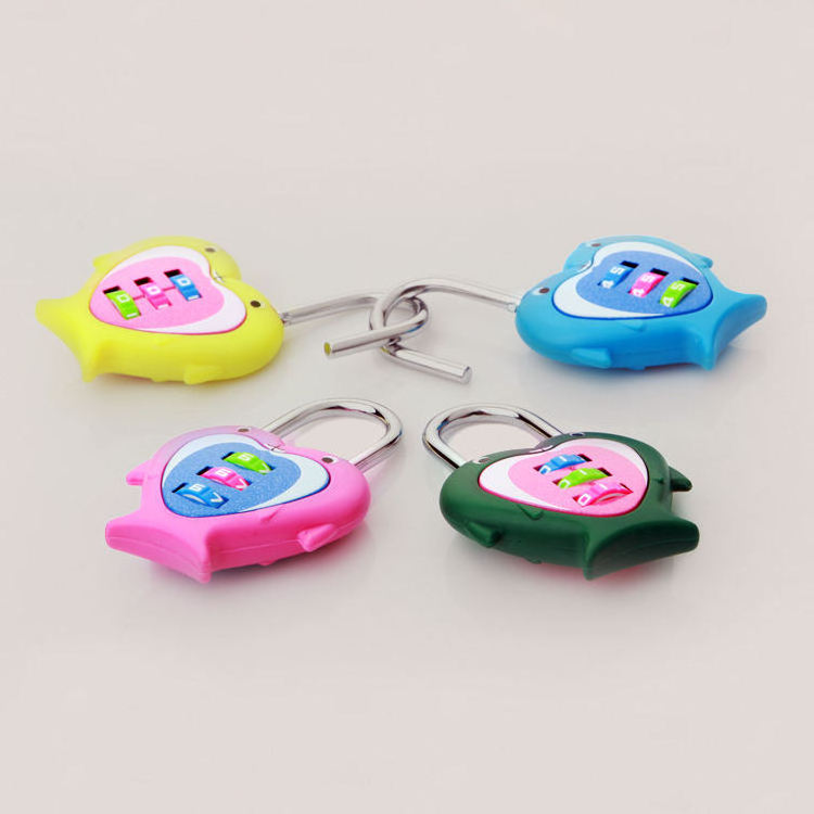 high quality low price zinc alloy Security Padlock color design heart padlock combination lock