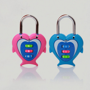 high quality low price zinc alloy Security Padlock color design heart padlock combination lock