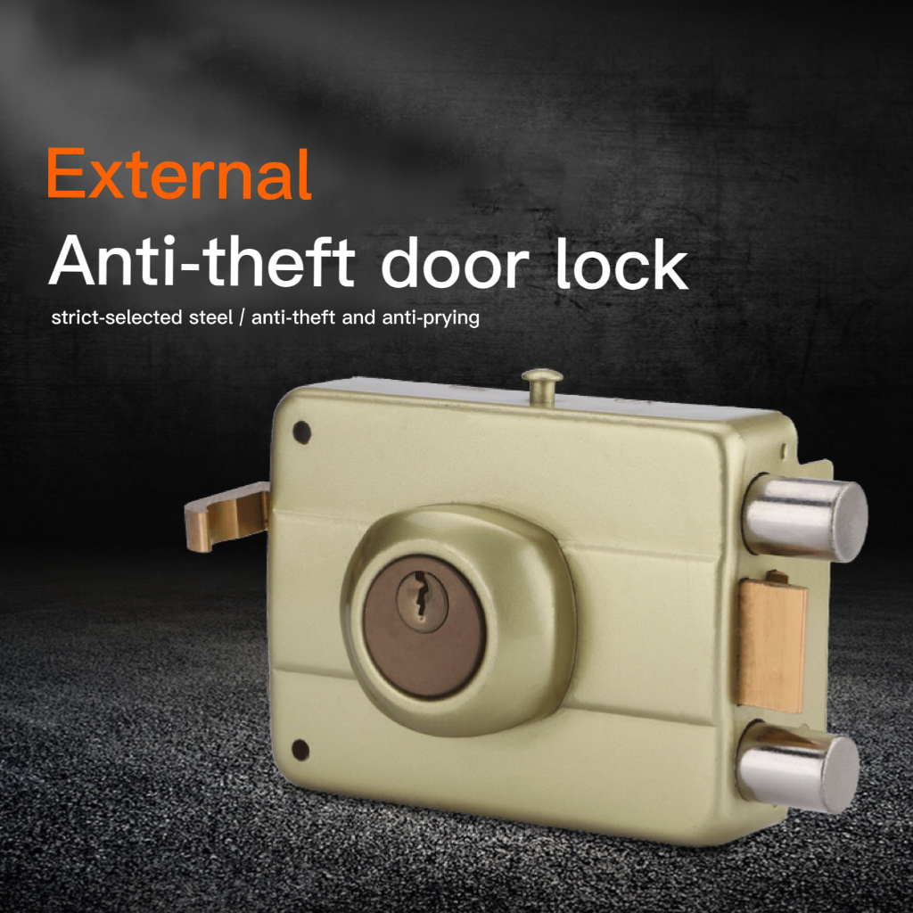 High-quality Cold-rolled Steel with iron/brass keys Exterior Deadbolt Lock Rim Lock