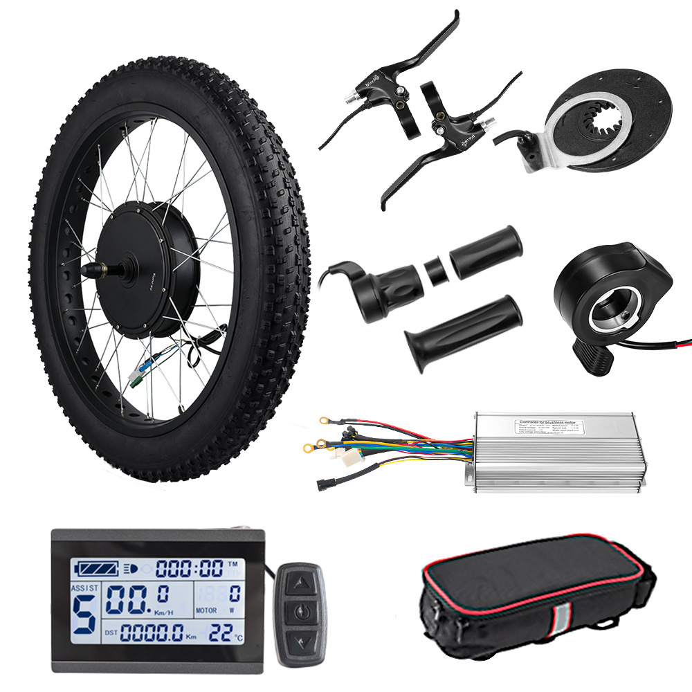 Electric Bike Fat Tire Conversion Kit 72V 3000W Electric Bike Fat Tire Mountain Ebike Snow Motor Rear Wheel 26inch