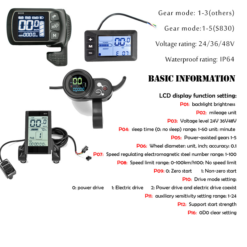 S830U 500W 25A Brushless Controller with LCD Display Electric Bike Conversion Kit Display