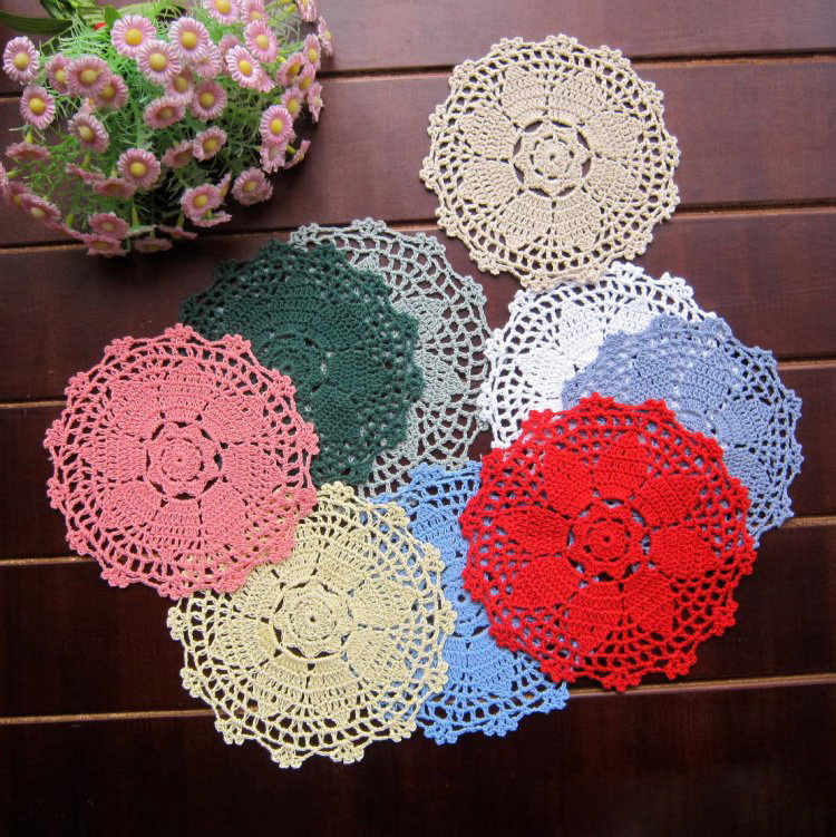 retro Handmade Crochet Cotton Lace Table Doily Round Lace Place coffee  mats cushion