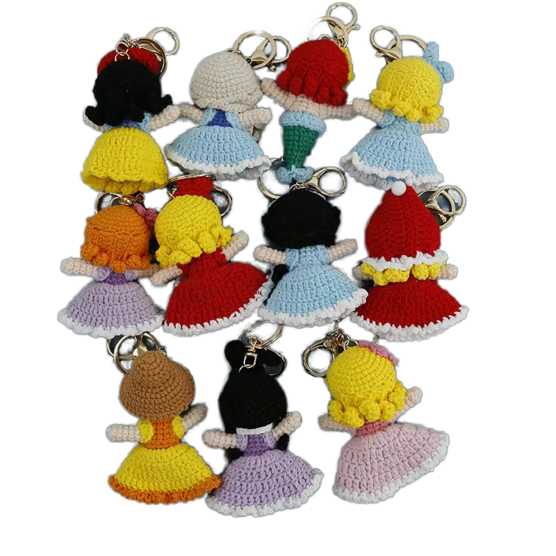 New amigurumi princess keychain crochet tiny princess doll handmade mini crocheted characters hand knitted crochet girls doll