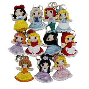 New amigurumi princess keychain crochet tiny princess doll handmade mini crocheted characters hand knitted crochet girls doll