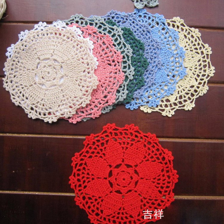 retro Handmade Crochet Cotton Lace Table Doily Round Lace Place coffee  mats cushion