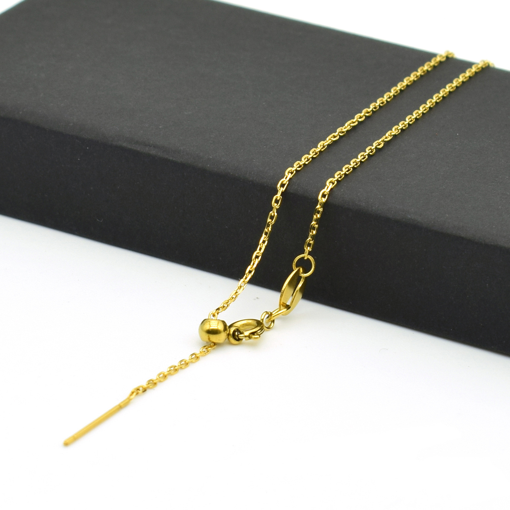 Wholesale Bulk Price 18k Stainless Steel Gold Plated Bead Chain Adjustable Necklace With Needle Pin For Women Diy Jewelry