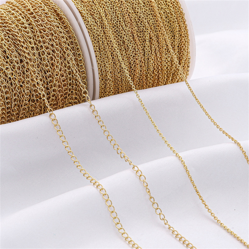 Wholesale Stainless Steel  Waterproof 14k  Gold Filled Chain Roll Extension O cross chain for jewelry making