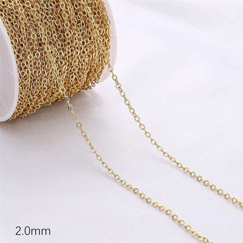 Wholesale Stainless Steel  Waterproof 14k  Gold Filled Chain Roll Extension O cross chain for jewelry making