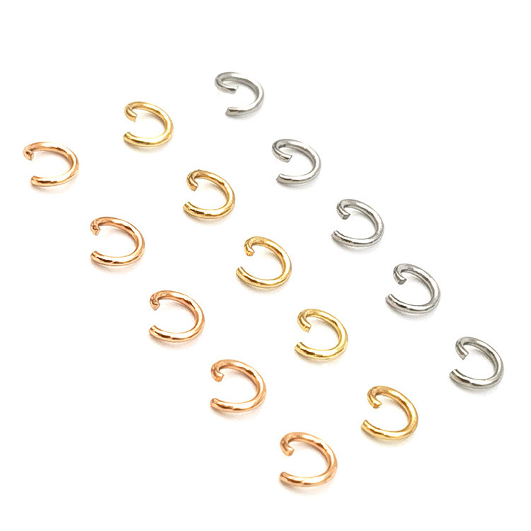 Round Chain Bracelet Connectors Gold Plated Flat Split Jump Rings Stainless Steel Ring Connectors Accessories for Jewelry Making