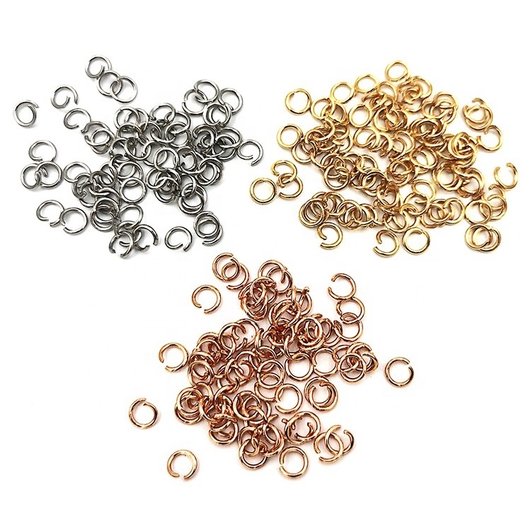 Round Chain Bracelet Connectors Gold Plated Flat Split Jump Rings Stainless Steel Ring Connectors Accessories for Jewelry Making