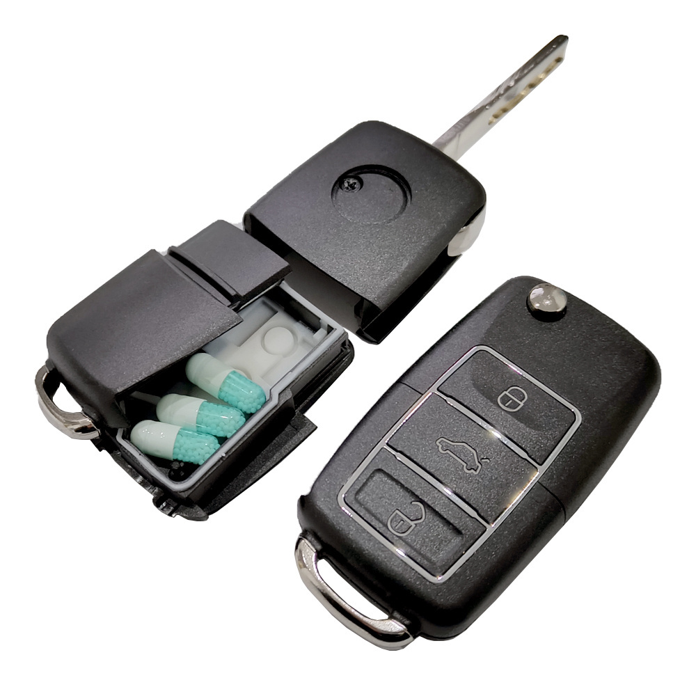 Black Waterproof Car Key-shaped Compartment Container Secret Hide Hollow Stash Tool Storage Key Container Key Case for Car