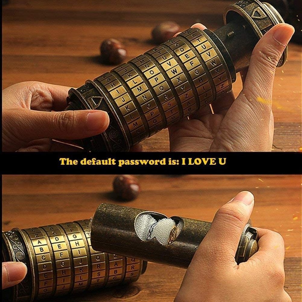 Da Vinci Code Mini Cipher lock puzzle box Hidden compartment anniversary Valentine's Day Romantic birthday gift for girlfriend