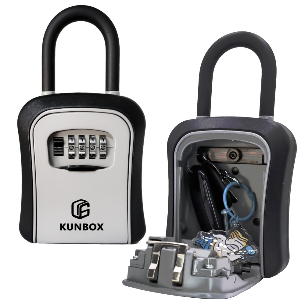 Portable Key Safe Lockable Storage Box with Padlocks Loop Hanged Lock Box for Keys