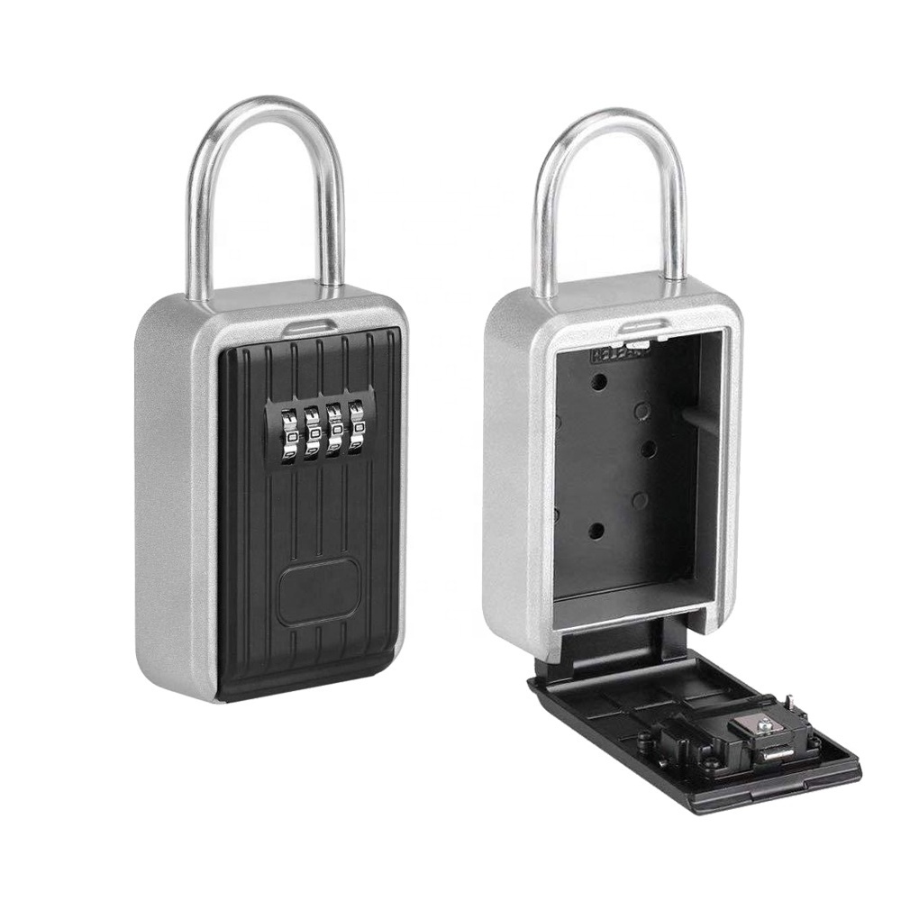 Key Storage Lock Box, Key Lock Box with Code - 4 Digit Combination Resettable Key Lock Box for Door Knob and Outside