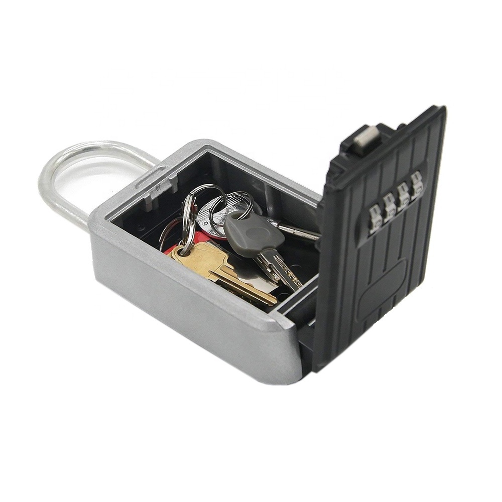 Key Storage Lock Box, Key Lock Box with Code - 4 Digit Combination Resettable Key Lock Box for Door Knob and Outside