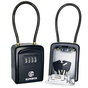 Black Steel Cable Shackle Portable Mini Small  Key Lock Box Hide a Key Sigma Safe Lockbox Aluminum Alloy Locker