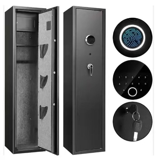 Manufacturer wholesale custom big storage metal fingerprint biometric lock long large cabinets gun safes boxes Biometric Key