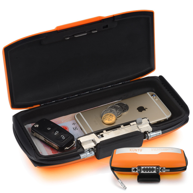 Travel Safe Box with Combination Lock and Fix Steel Cable Portable Lock Box