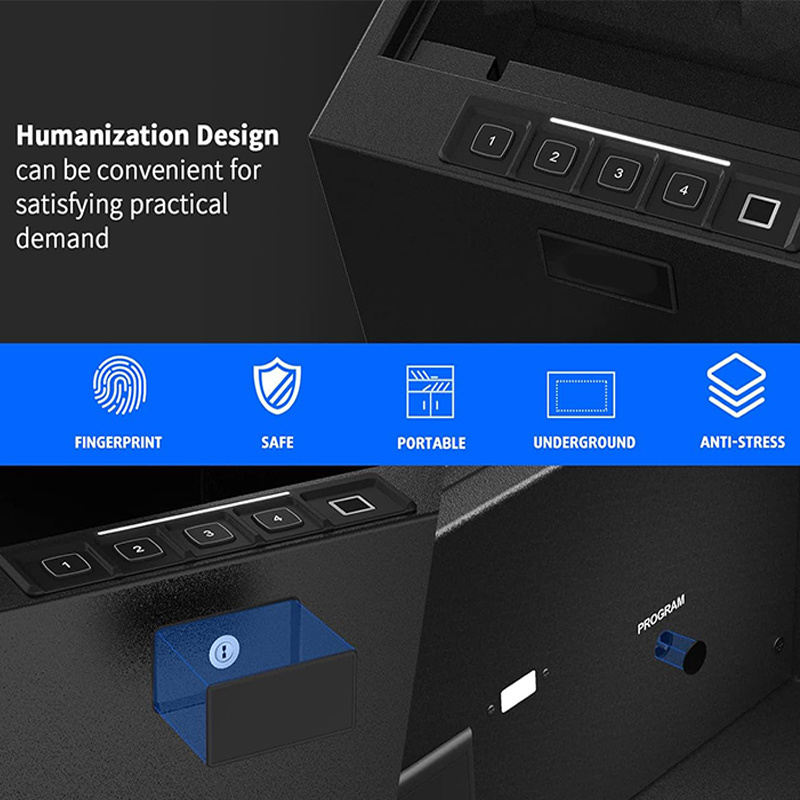 Hand Gun Safe 4-Hand Gun Multifunction Gun Safe Quick-Access Firearm Safety Device with Digital Key Pad & Biometric Fingerprint