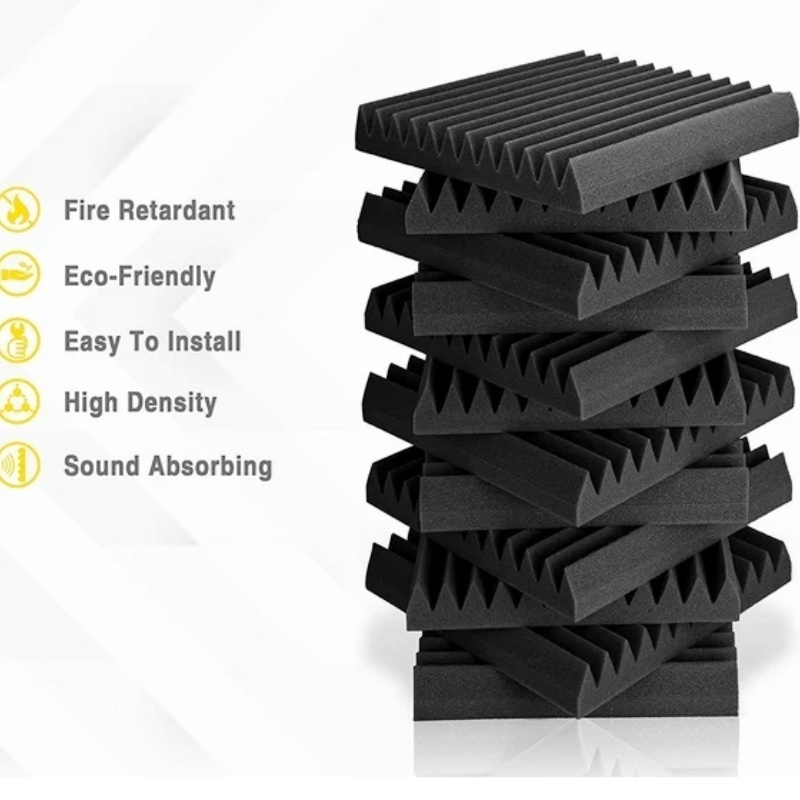 Modern Design Acoustic Foam Panels Studio Wedge Tiles Soundproof Black Foam Padding Sound Insulation Absorbing Wedge Tiles