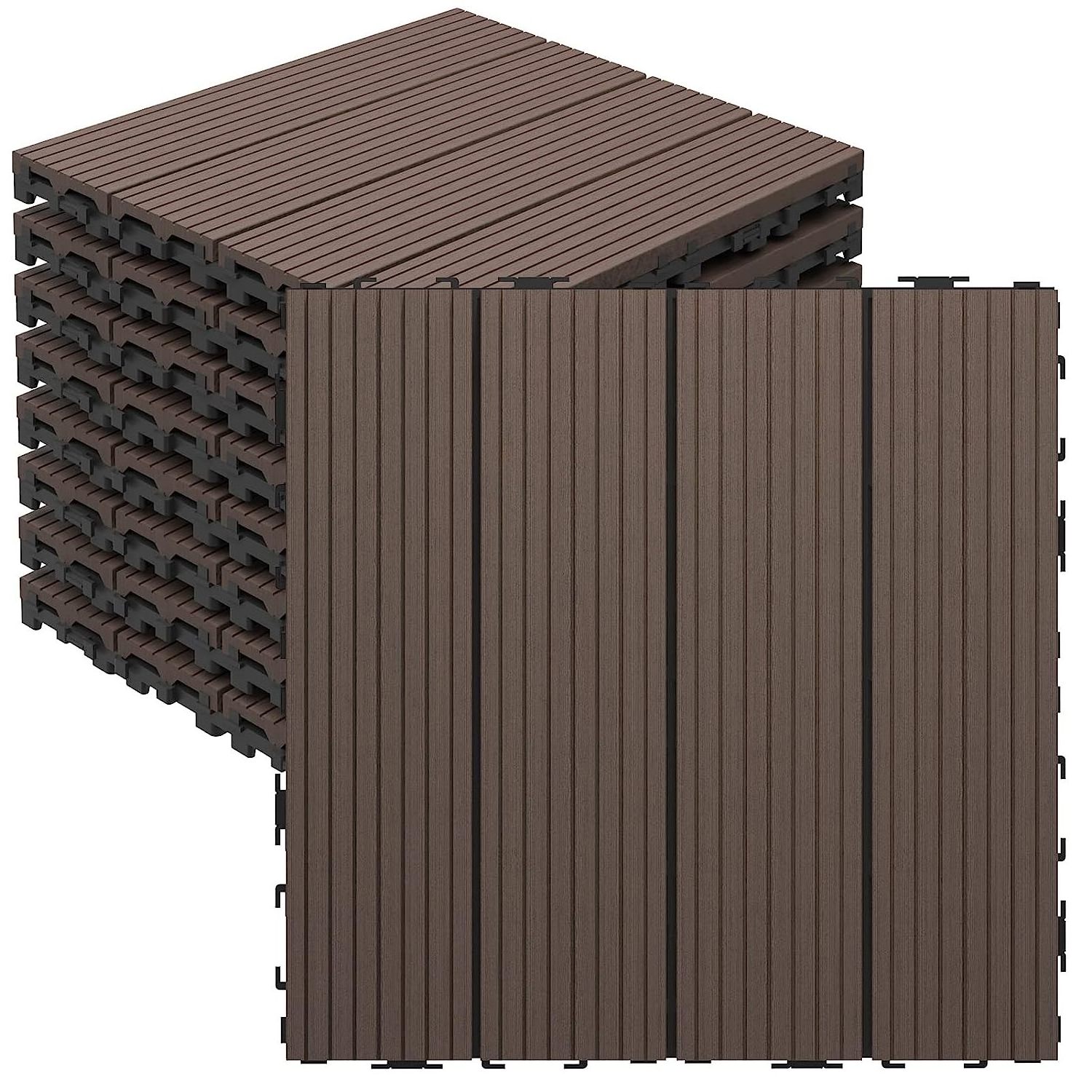 fireproof outdoor Wood Plastic Composite Patio deck Tiles, Interlocking Decking Patio Deck Tiles, Waterproof