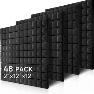 Inches Pyramid Designed Acoustic Foam Panel Panels Black  High Density and Fire Resistant Acoustic Panelss Sound Proof Foam