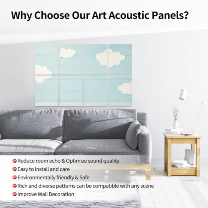 Cute Baby Light Blue Wooden Acoustic Panel Self-Adhesive Decorative Sound Absorbing Wall Panel Soundproof Acoustic Treatment Art