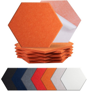 Modern Hexagon Acoustic Panels High Density Orange Soundproof Decorative Felt Wall Tiles Home Office Gaming Room CE Certified