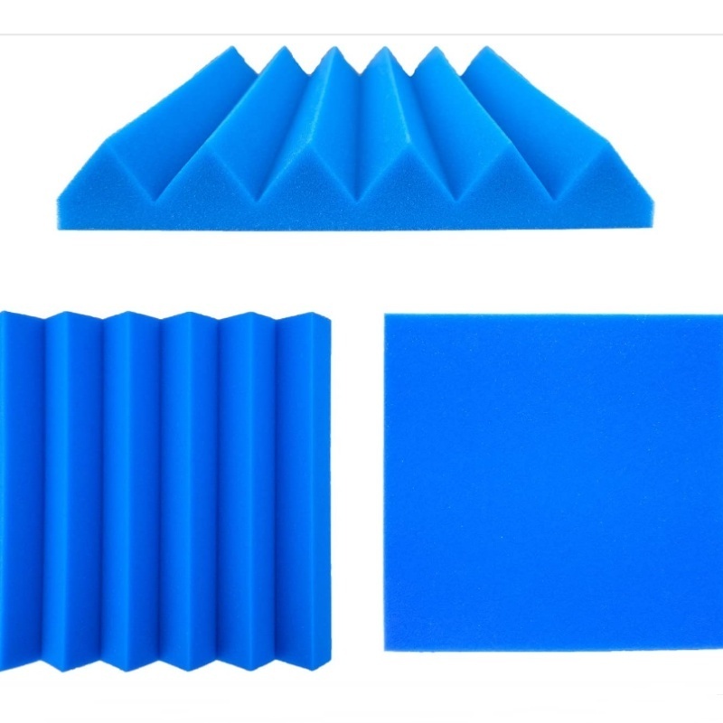 Blue & Black Fireproof Soundproof Acoustic Foam Panels Noise Cancelling for Home Offices & Recording Studios for Walls Ceilings