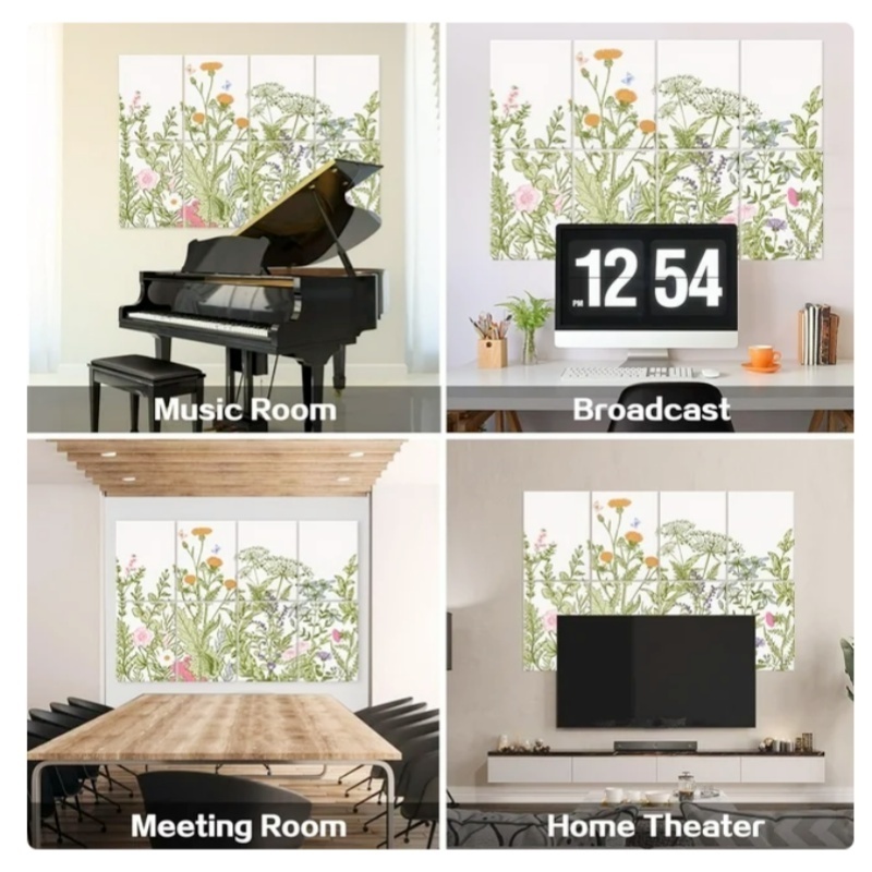 Modern Style Acoustic Wall Panels Soundproof Art Decorative Absorbing Panels with Floral Design Wall Panel